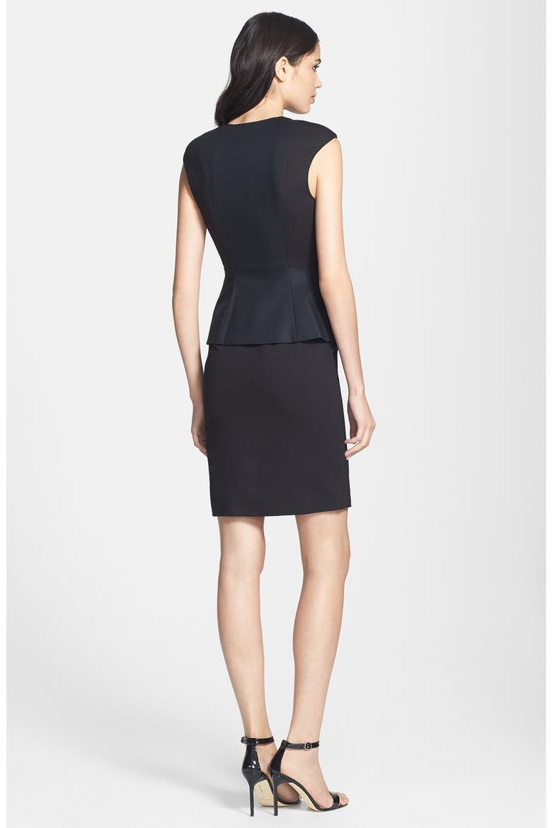 'Jamthun' Structured Peplum Cotton Blend Sheath Dress, Alternate, color, BLACK