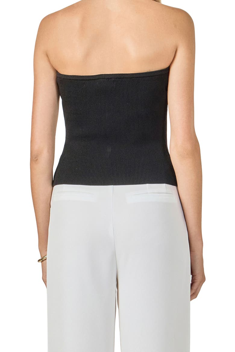 Seashell Trim Knit Tube Top, Alternate, color, BLACK
