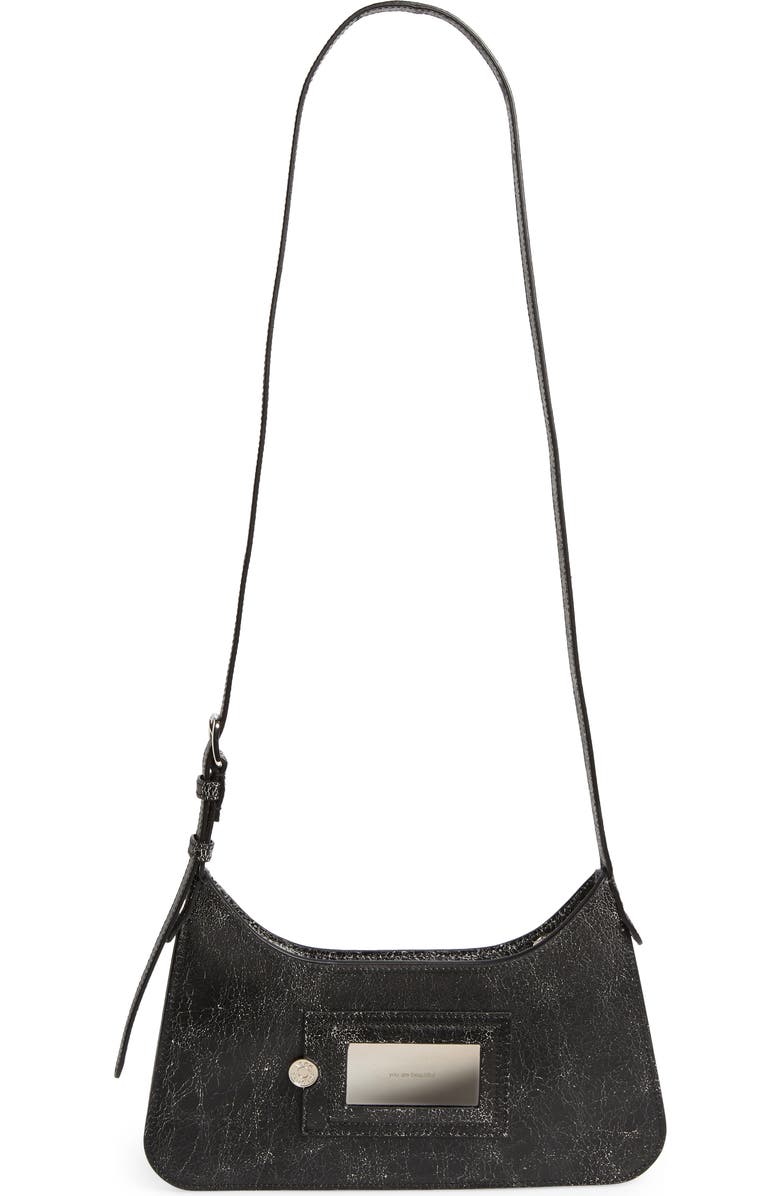 Acne Studios Mini Platt Crackle Leather Shoulder Bag, Alternate, color,