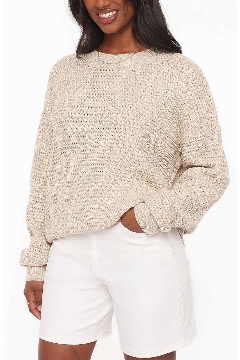 Melane Open Stitch Sweater, Alternate, color, BEIGE