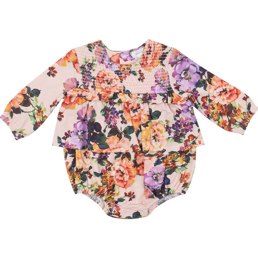 Angel Dear Autumn Rose Smocked Bodysuit In Pink