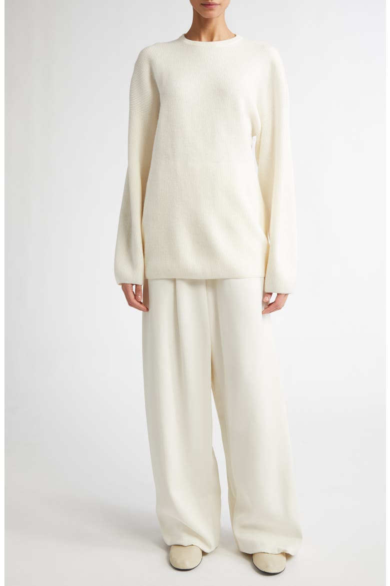 Kate Rib Oversize Wool & Cashmere Sweater, Alternate, color, CREAM