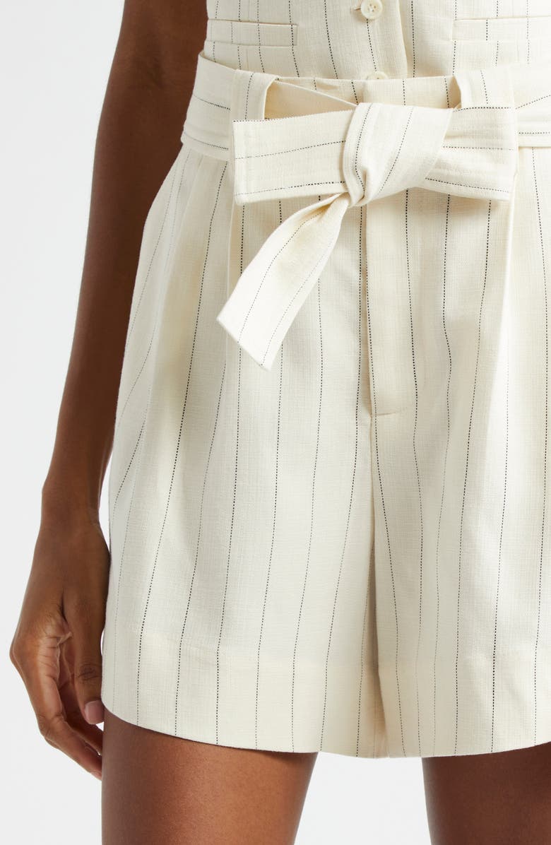 A.L.C. Dempsey Pinstripe Tie Waist Shorts, Alternate, color, Cream/ Black Stripe