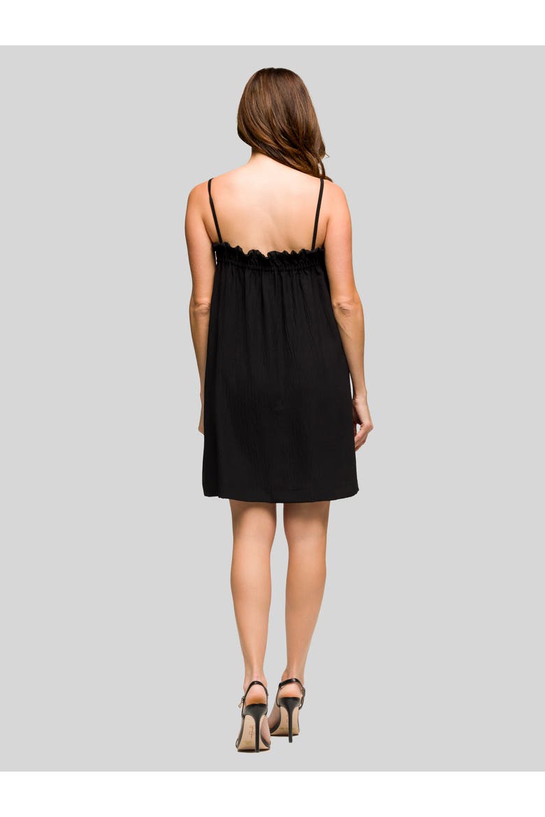 Square Neck Spaghetti Strap Smocked Pocket Mini Dress, Alternate, color, Black