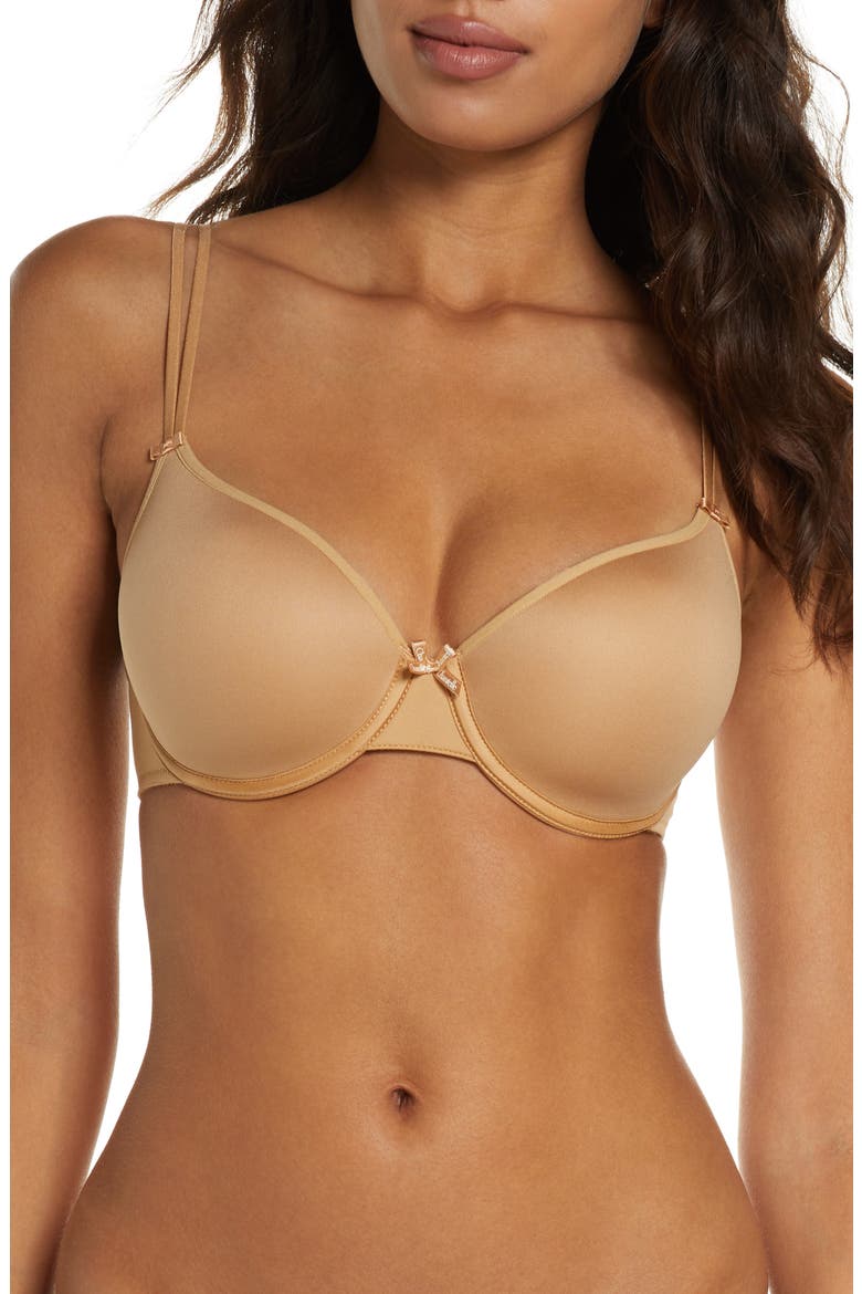 Basic Invisible Smooth Support T-Shirt Bra, Main, color, TOFFEE
