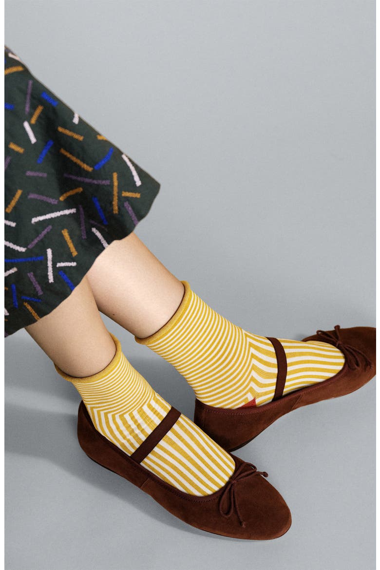 Corbusier Stripe Crew Socks, Alternate, color, CITRON
