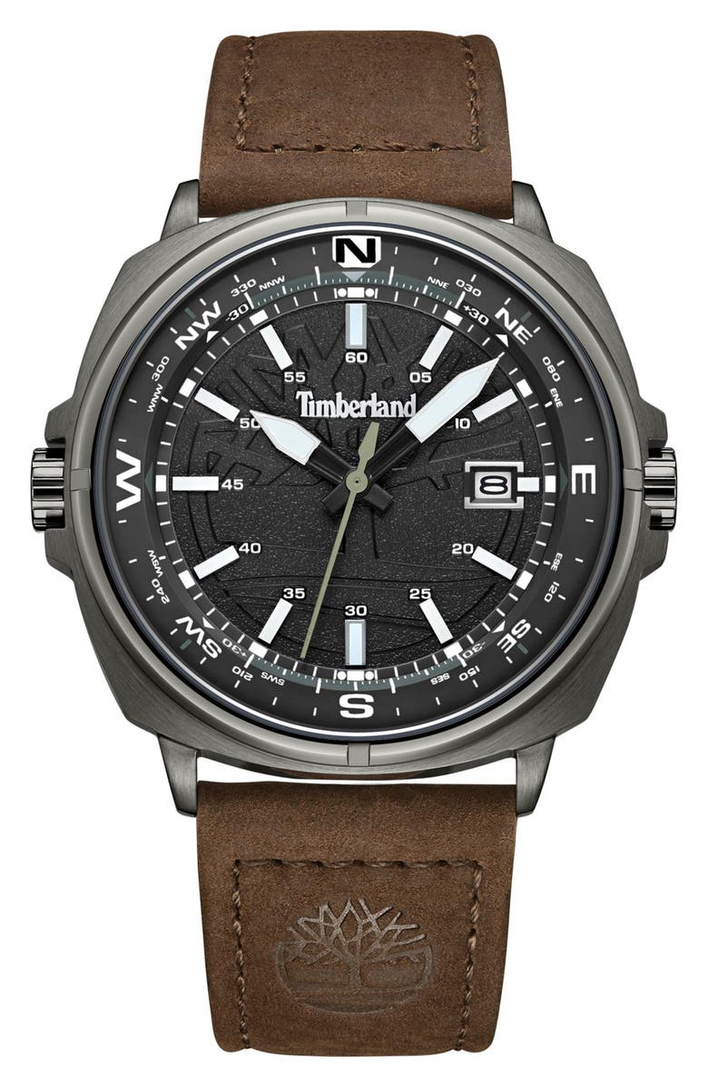 Timberland Leather Strap Watch, Main, color,