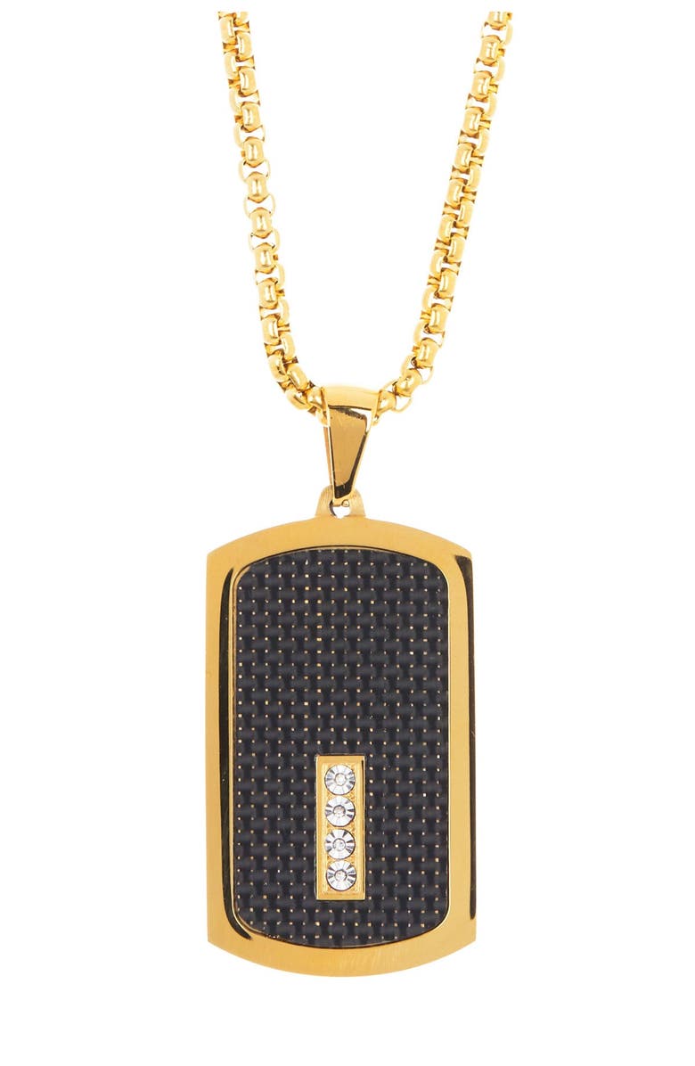 AMERICAN EXCHANGE Men's Diamond Two-Tone Dog Tag Pendant Necklace, Main, color, 