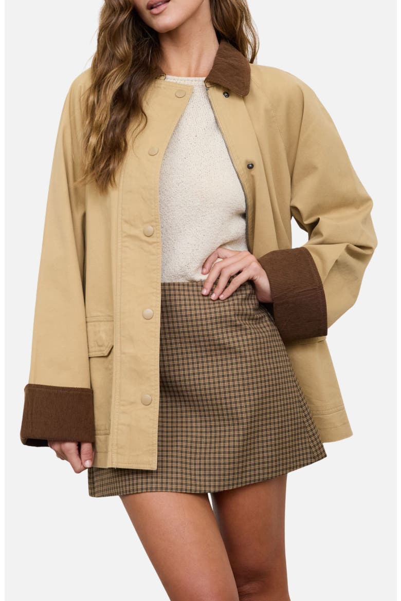 Contrast Collar Barn Jacket, Main, color, KHAKI