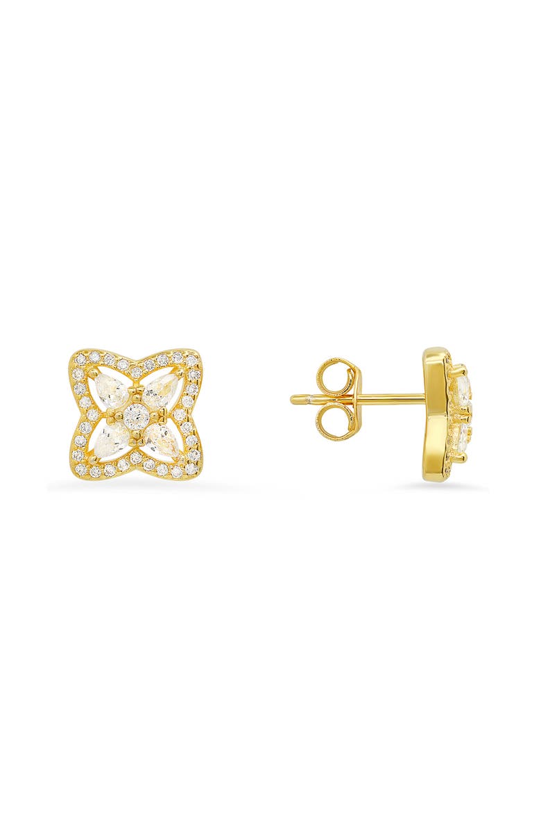 Queen Jewels Sterling Silver CZ Pavé Stud Earrings, Main, color, Gold