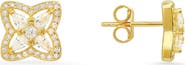 Queen Jewels Sterling Silver CZ Pavé Stud Earrings