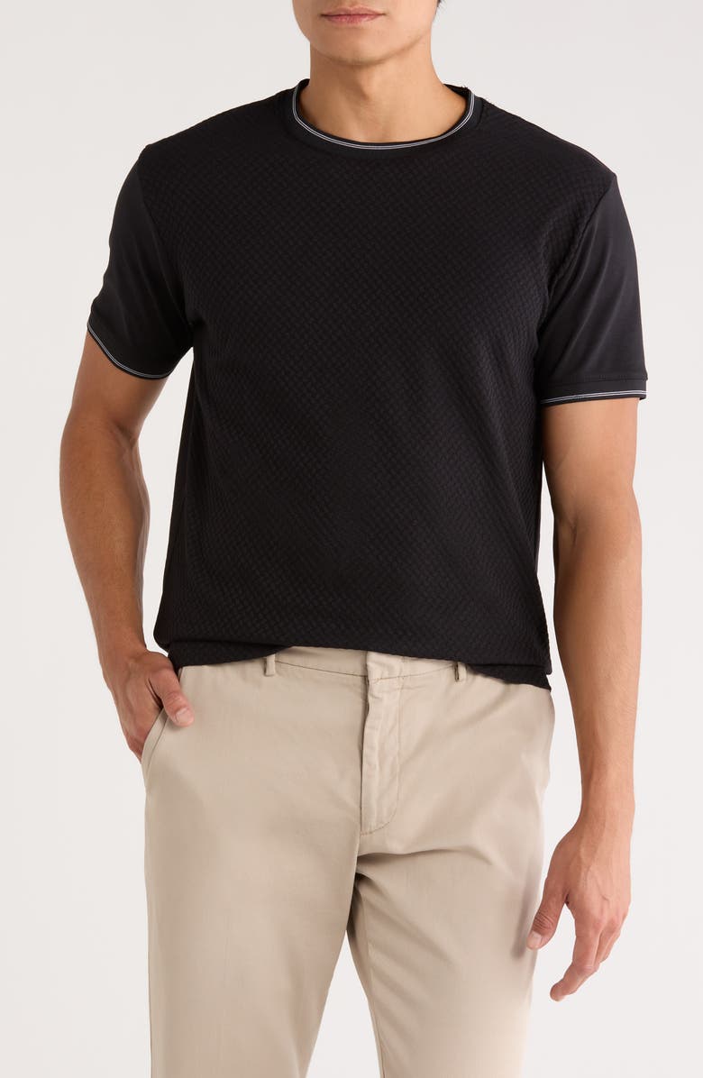 DENIM AND FLOWER Textured Knit T-Shirt, Main, color, Black