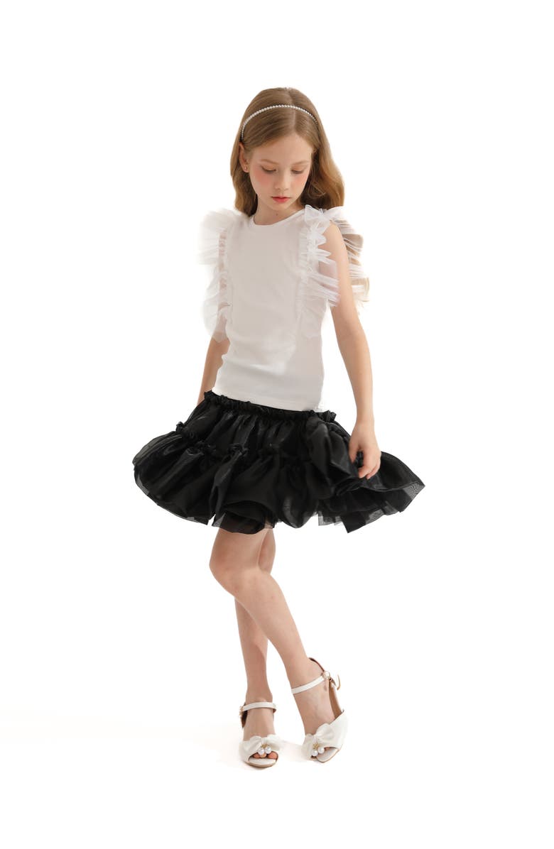 Mimi Tutu Frilled Satin Skort, Alternate, color, Black
