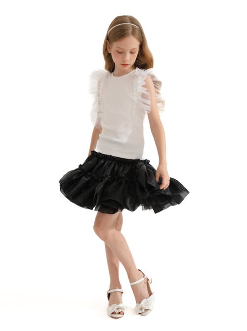Mimi Tutu Frilled Satin Skort In Black