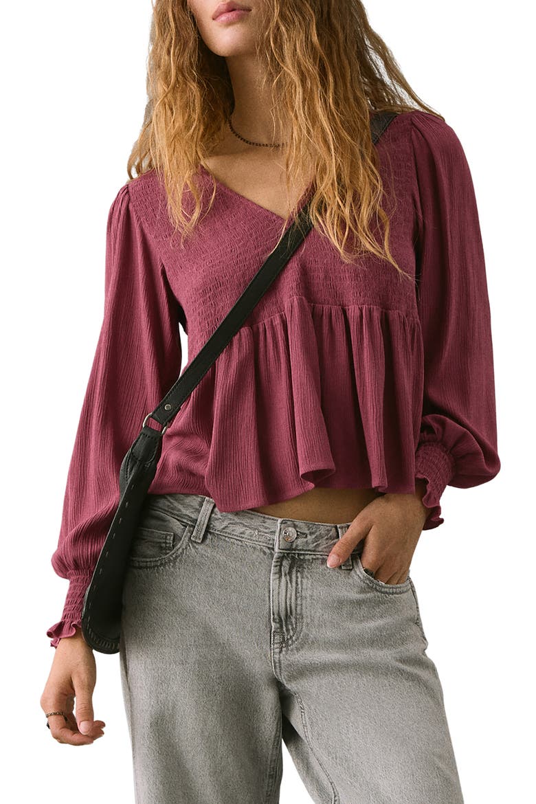 Smocked Flowy Top, Main, color, MAROON