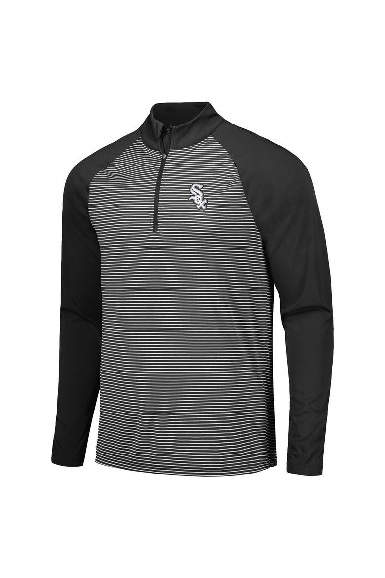 Men's Levelwear Black Chicago White Sox Charter Striped Raglan Quarter-Zip Top, Alternate, color, Black