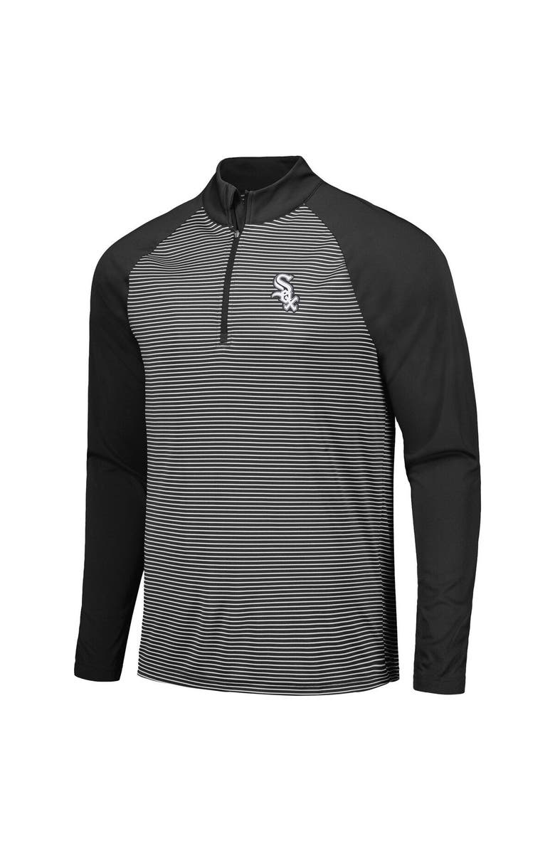 LEVELWEAR Men's Levelwear Black Chicago White Sox Charter Striped Raglan Quarter-Zip Top, Alternate, color, Black