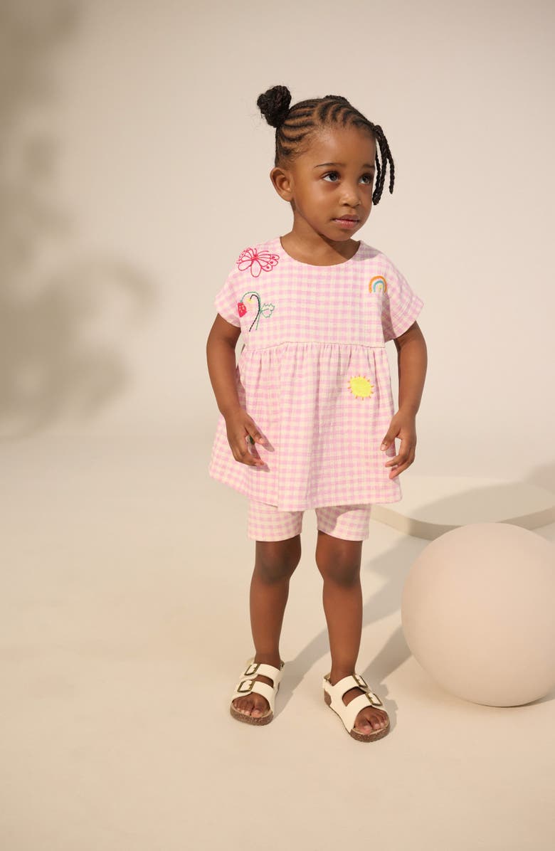 NEXT Kids' Embroidered Gingham Top & Shorts Set, Alternate, color, Pink
