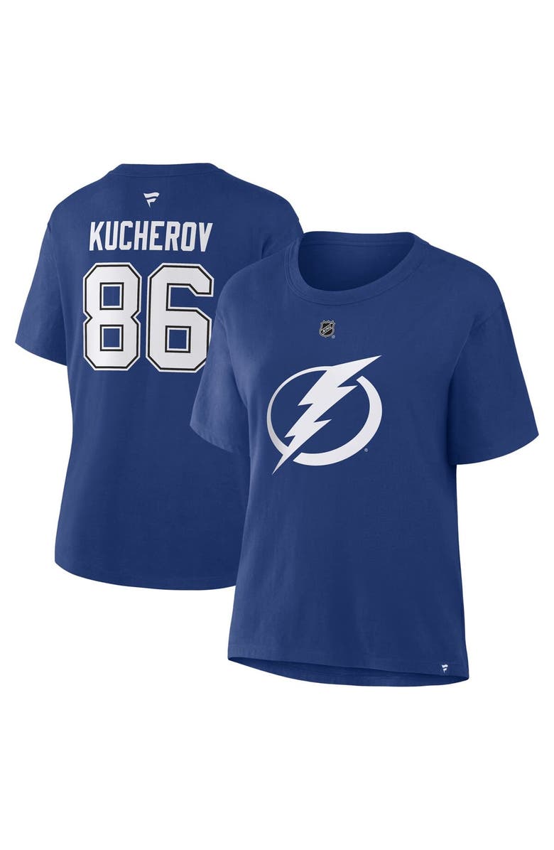 FANATICS Women's Fanatics Nikita Kucherov Blue Tampa Bay Lightning Authentic Stack Name & Number T-Shirt, Main, color, Blue