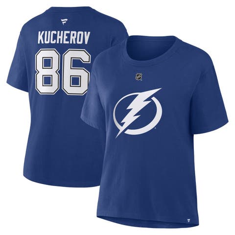 Women's Fanatics Nikita Kucherov Blue Tampa Bay Lightning Authentic Stack Name & Number T-Shirt