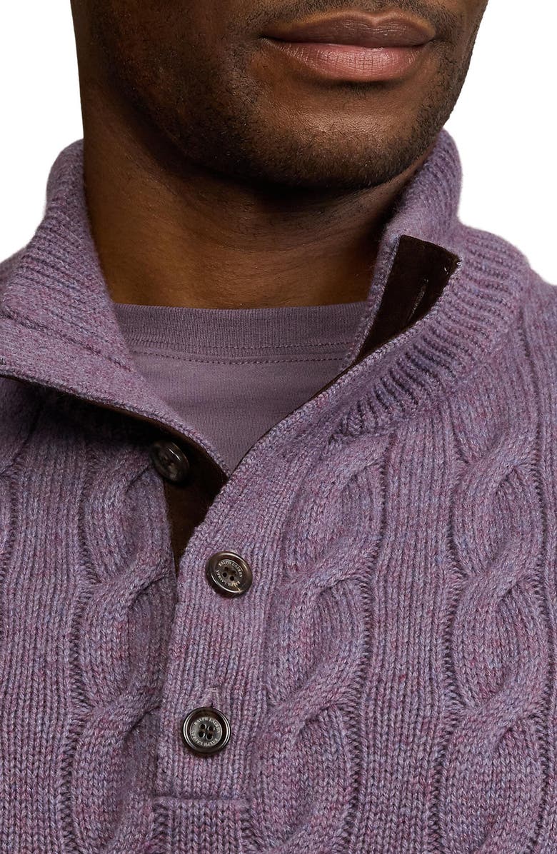 Ralph Lauren Purple Label Cashmere Cable Stitch Half Button Pullover, Alternate, color,