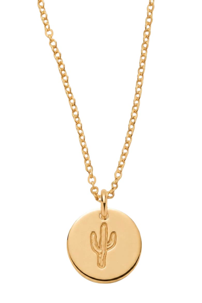 Cactus Disc Necklace, Alternate, color, Gold Filled