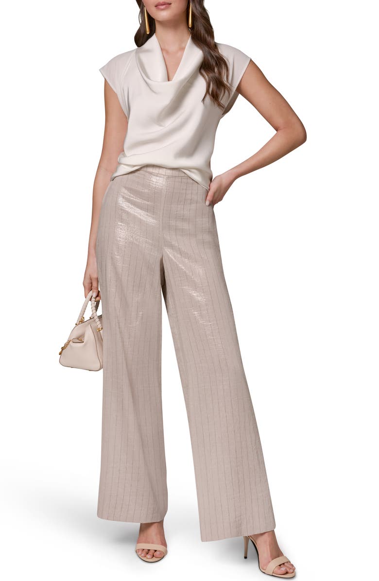 Donna Karan New York Shine Pinstripe Wide Leg Pants, Alternate, color,