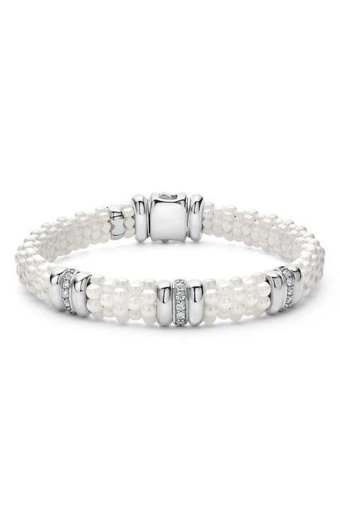 White Caviar Triple Diamond Station Bracelet