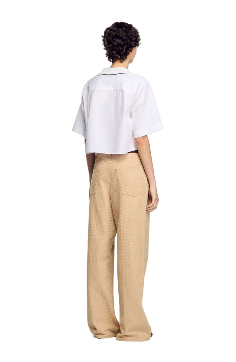 SANDRO Crochet collar shirt, Alternate, color, 