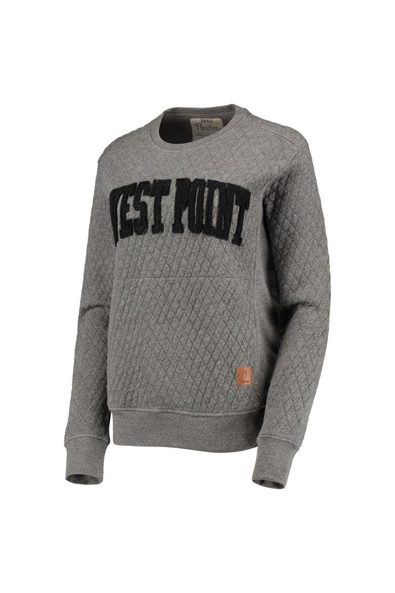 Women's Pressbox Heather Charcoal Army Black Knights Moose Quilted Pullover Sweatshirt, Alternate, color, Heather Gray