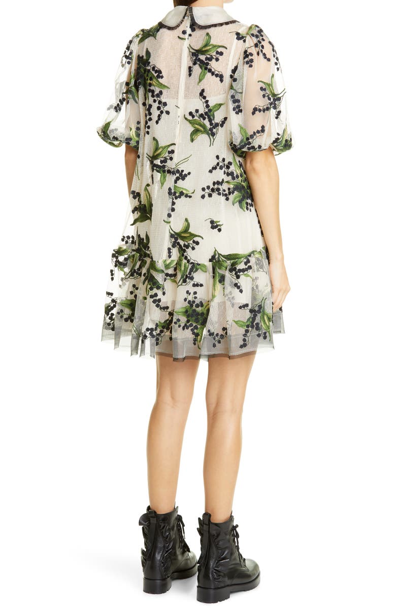 RED Valentino Floral Embroidered Tulle Dress, Alternate, color, 