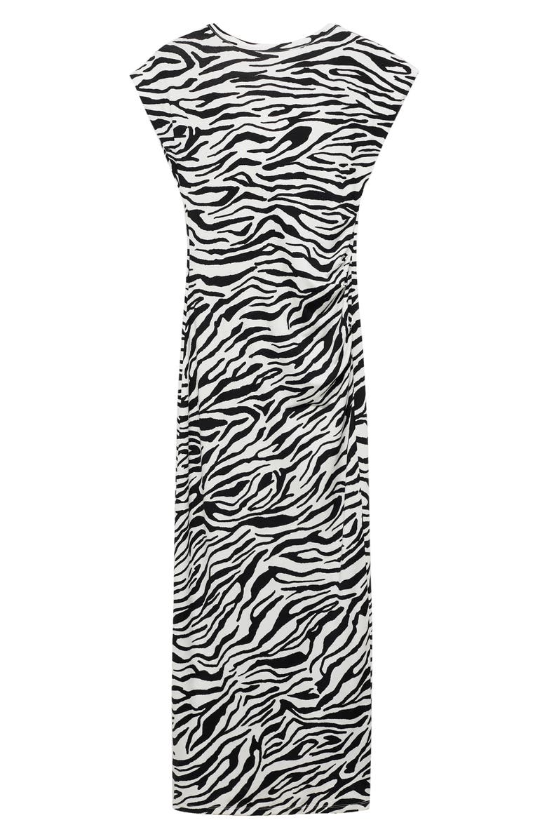 MANGO Zebra Print Body-Con Midi Dress, Alternate, color, 