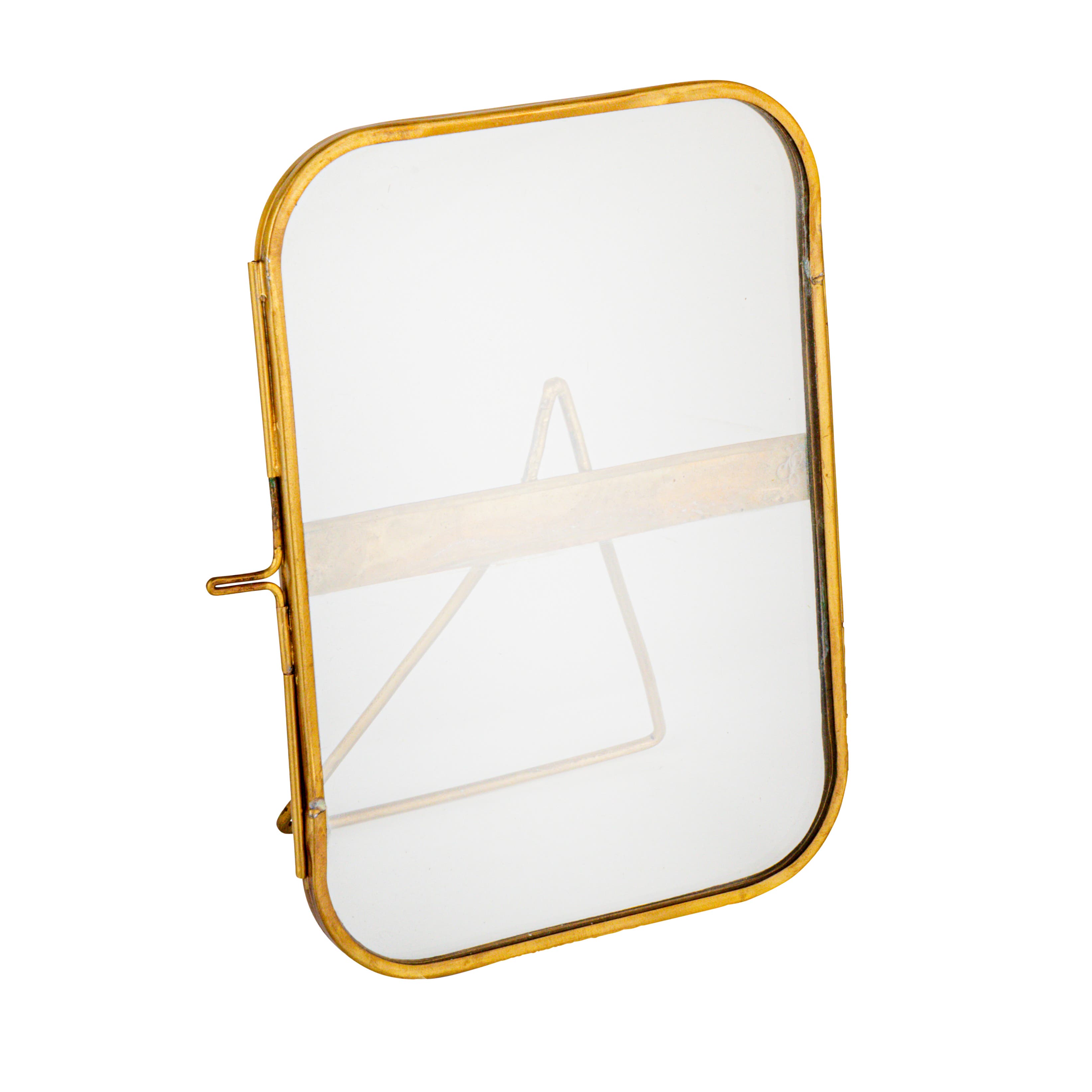 Storied Home Elegant Brass And Glass Rectangular Photo Frame, Brass Color In Gold