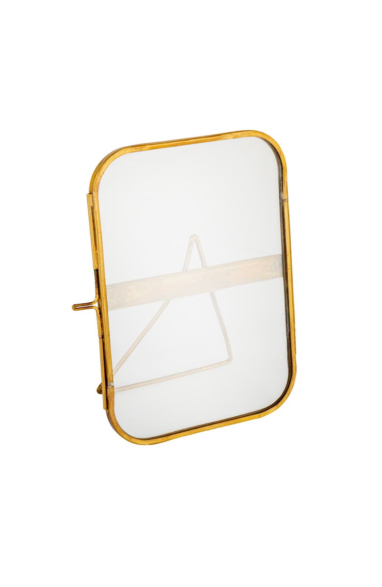 Storied Home Elegant Brass and Glass Rectangular Photo Frame, Brass Color, Main, color, Brass