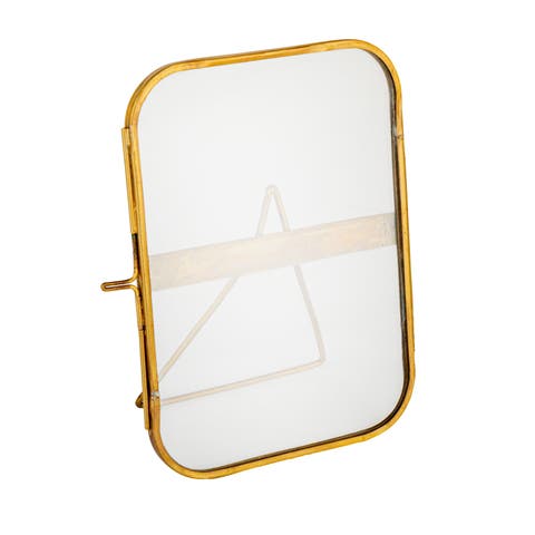 Elegant Brass and Glass Rectangular Photo Frame, Brass Color