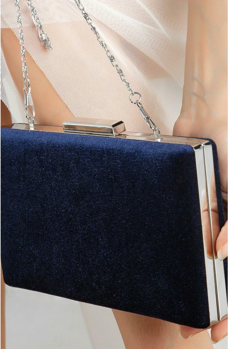 Forever & Always Shoes Clara Evening Clutch, Alternate, color, Dark Blue Suede