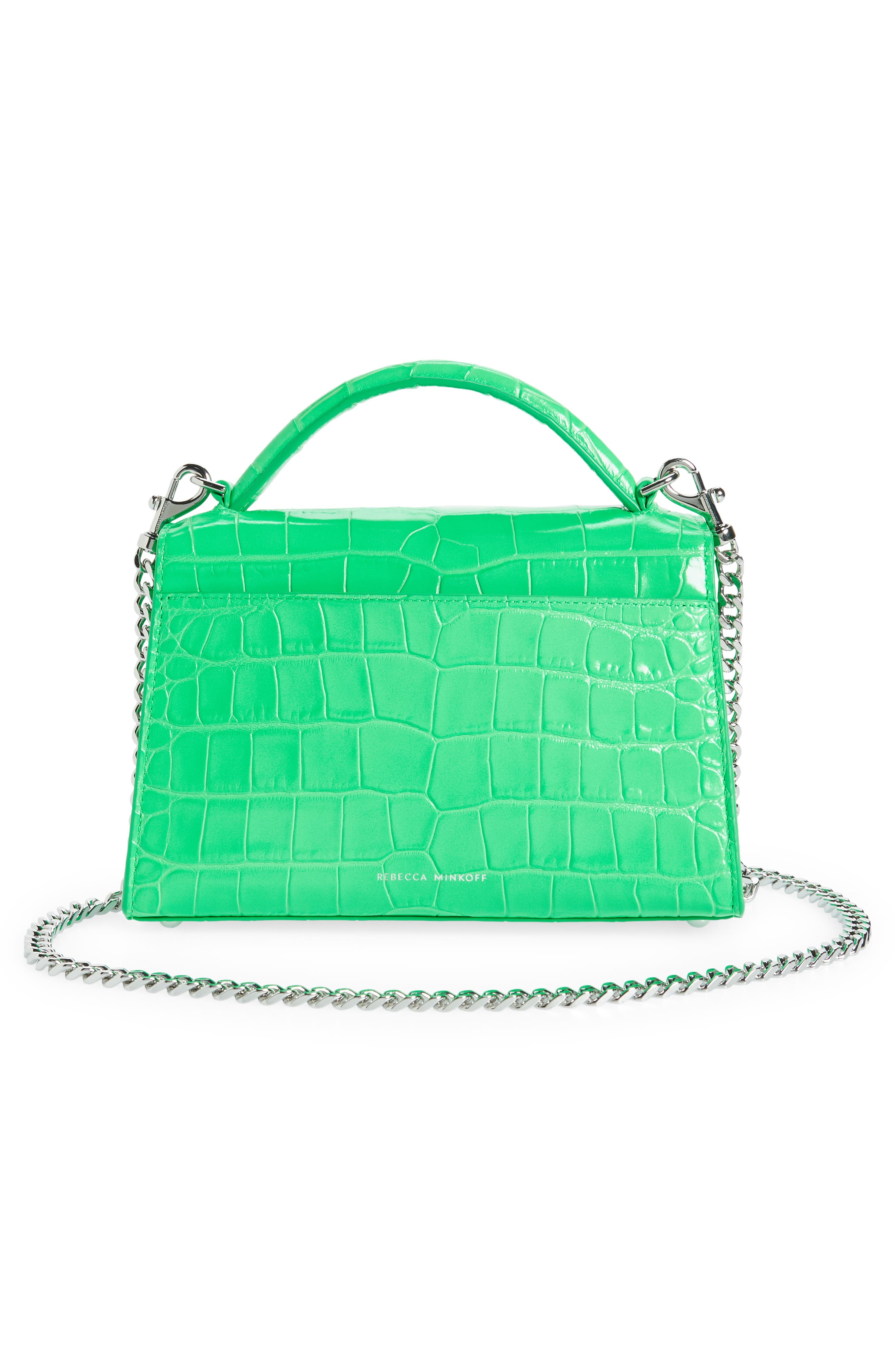 Rebecca Minkoff Lou Top Handle Croc Embossed Leather Crossbody Bag, Alternate, color, 