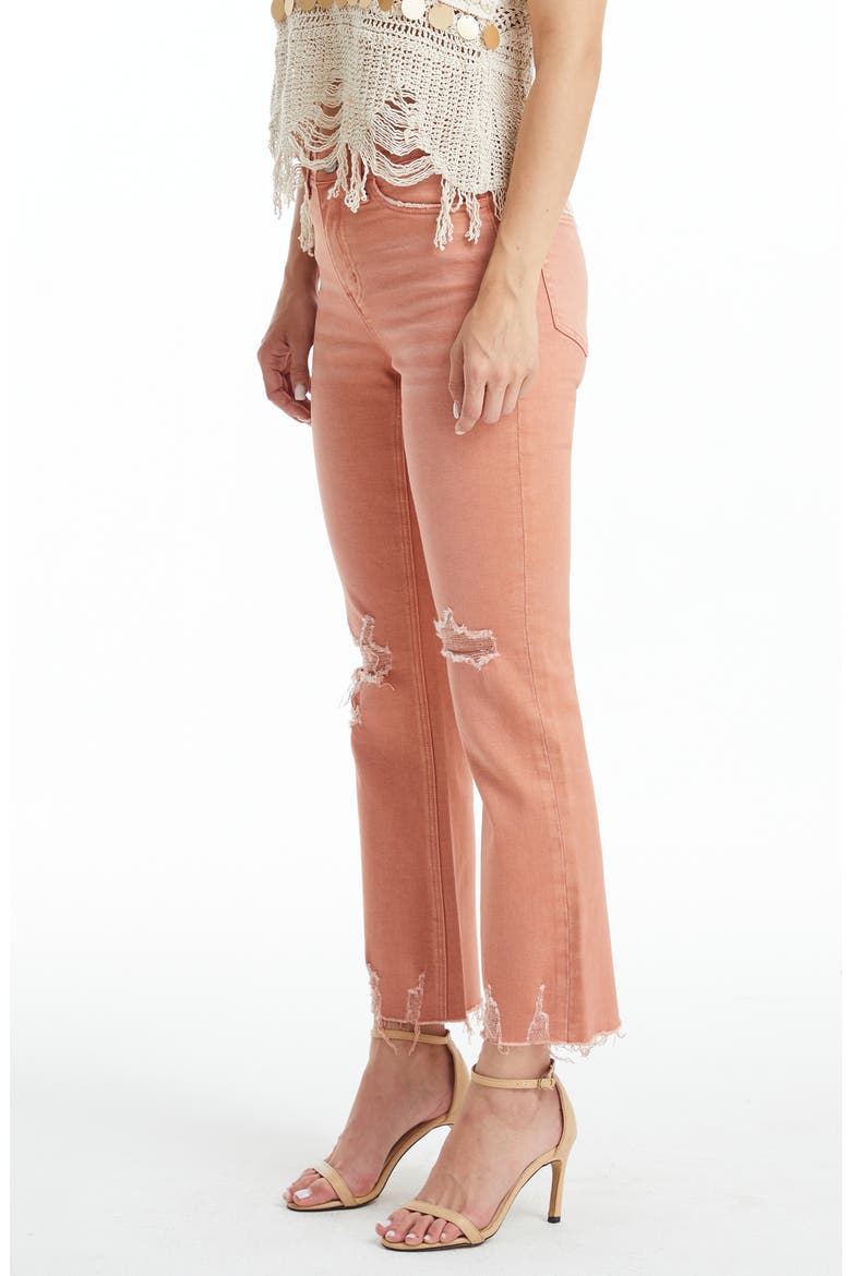 Frayed High Waist Crop Flare Jeans, Alternate, color, SALMON