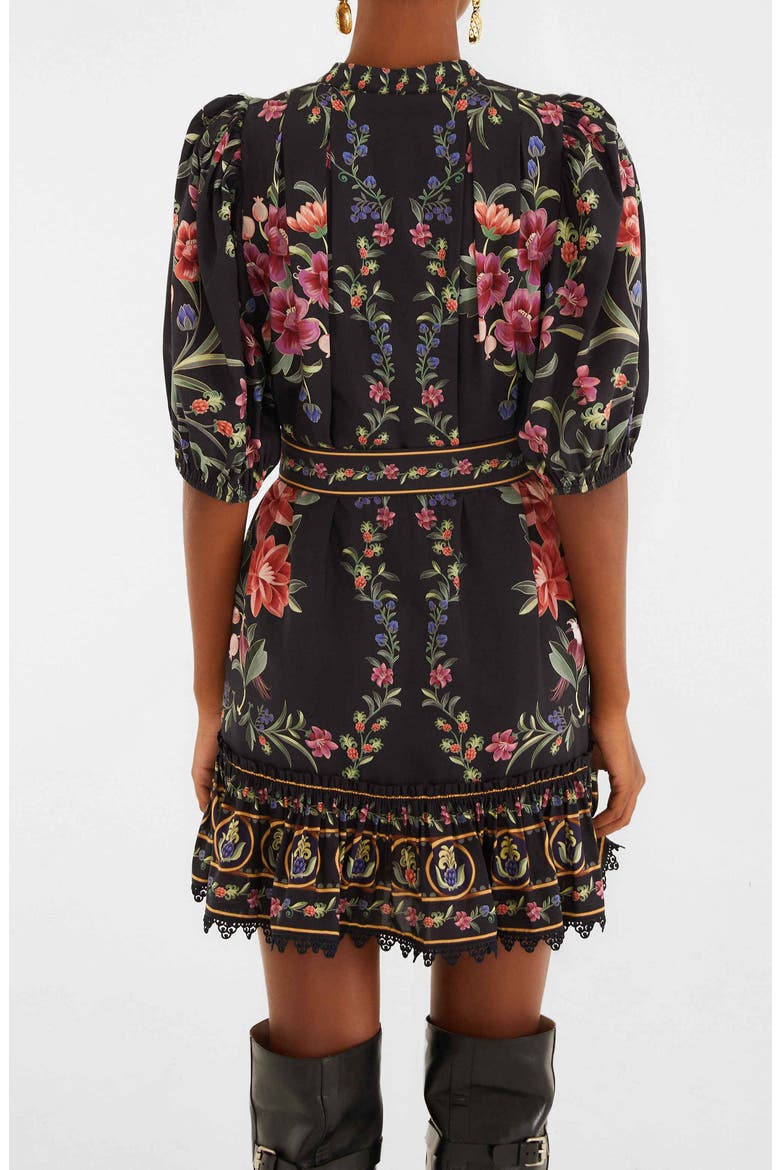 Belle Garden Print Minidress, Alternate, color, BELLE GARDEN BLACK
