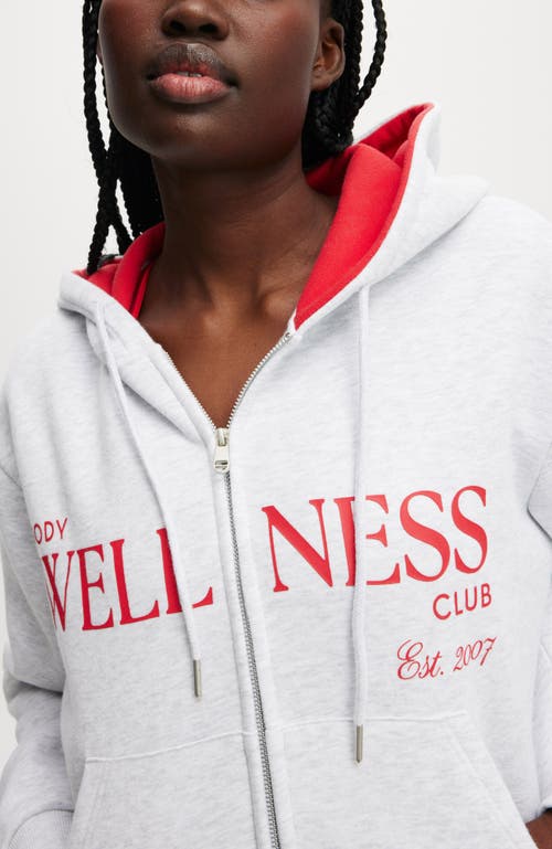 Shop Cotton On Body Active Plush Graphic Zip Through In Cloudy Grey Marle Raspberry