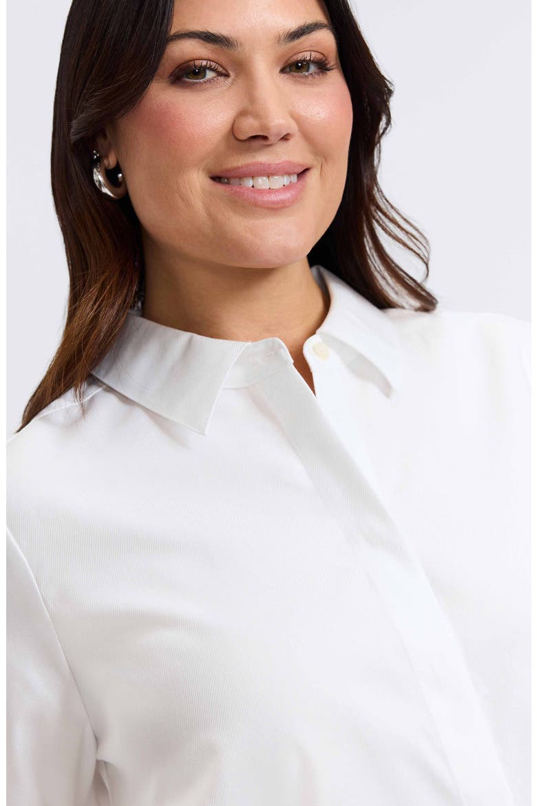 Cici Cotton Button-Up Tunic Shirt, Alternate, color, WHITE