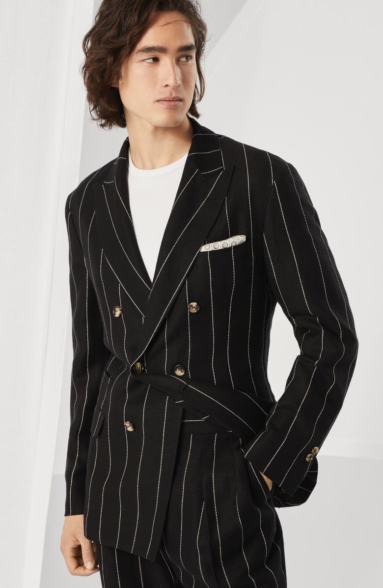 Brunello Cucinelli Diagonal twill unconstructed blazer, Alternate, color, 