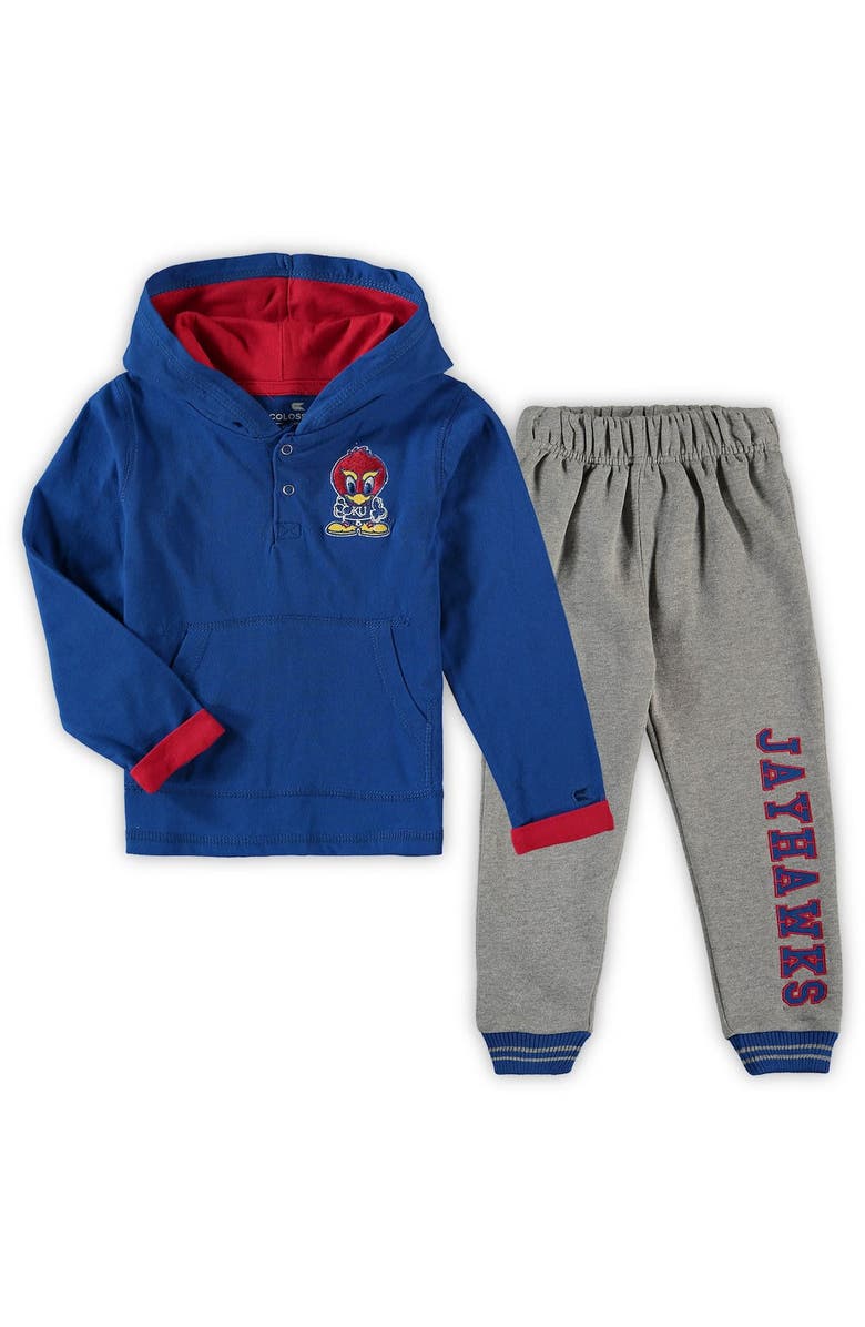 COLOSSEUM Toddler Colosseum Royal/Heathered Gray Kansas Jayhawks Poppies Hoodie and Sweatpants Set, Main, color, Royal