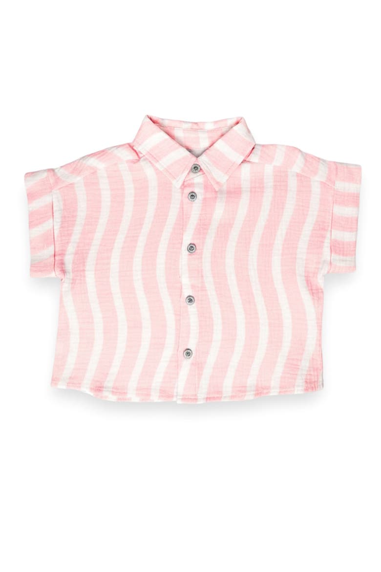 Dakota Cotton Boxy Buttondown, Main, color, Pink Stripe