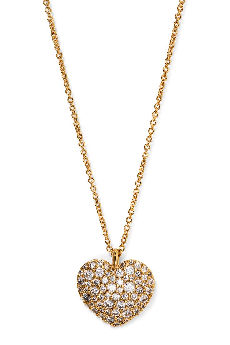 Pavé Crystal Heart Pendant Necklace, Main, color, GOLD