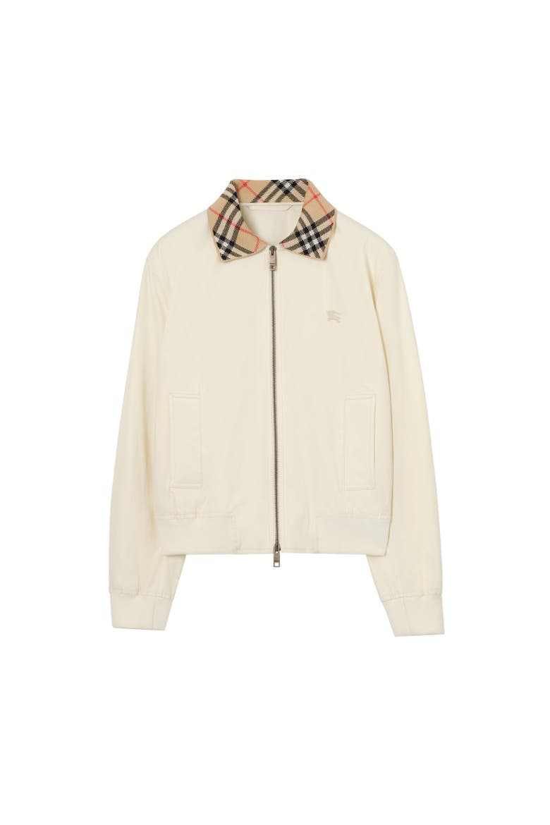 Cropped Tropical Gabardine Hayfield Harrington Jacket, Alternate, color, Tundra white