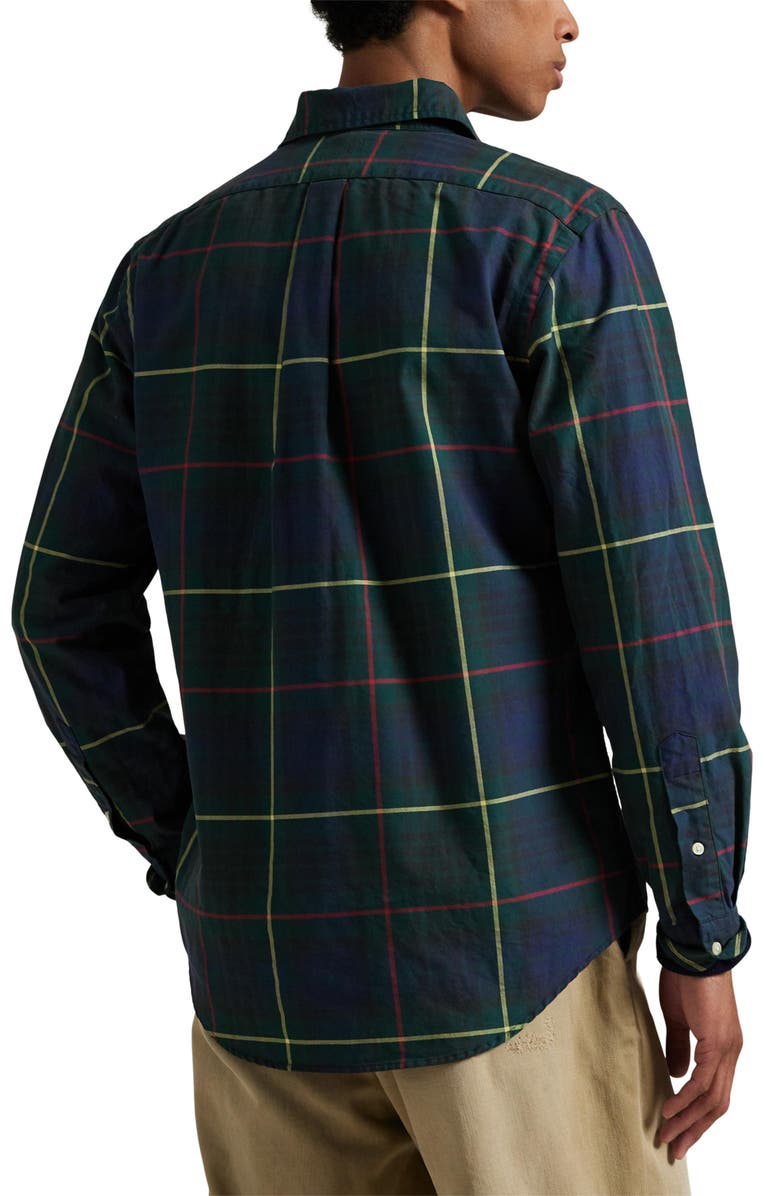 Polo Ralph Lauren Classic Fit Plaid Cotton Oxford Button-Down Shirt, Alternate, color, Green Navy Multi