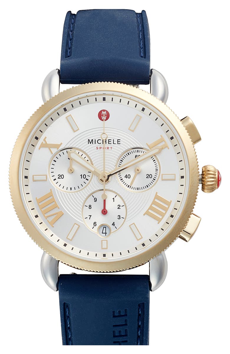 MICHELE Sporty Sport Sail Silicone Strap Chronograph Watch  display picture 2