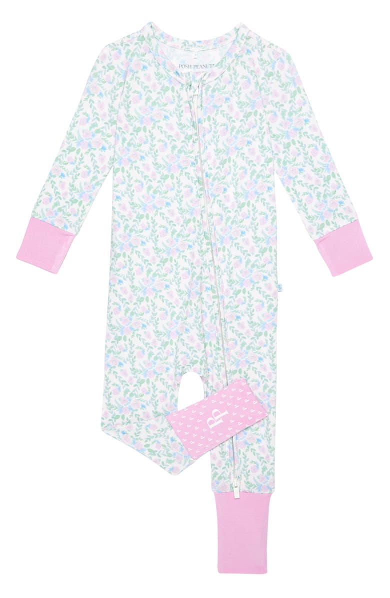 Posh Peanut Prairie Floral Fitted Convertible Footie Pajamas, Main, color, 
