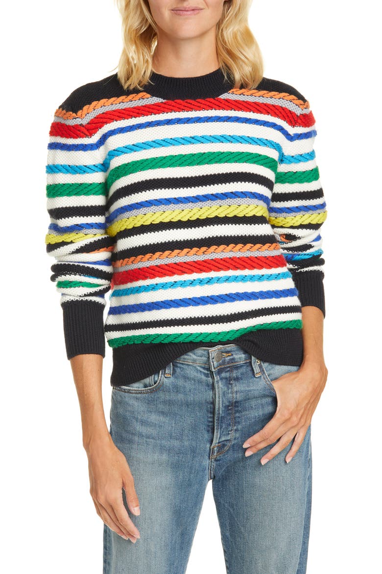 Fair Isle Mix Stitch Merino Wool Sweater, Main, color, CREAM/ MULTI